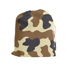 Initial Camouflage Camo Netting Brown Black Drawstring Pouches (extra Large) by Mariart