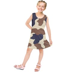 Initial Camouflage Camo Netting Brown Black Kids  Tunic Dress by Mariart