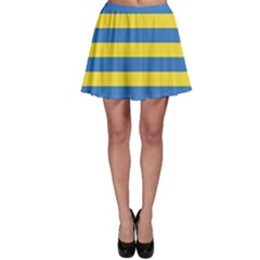 Horizontal Blue Yellow Line Skater Skirt by Mariart