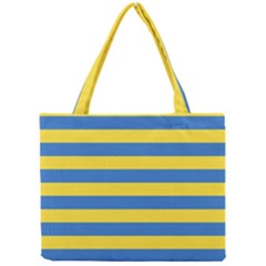 Horizontal Blue Yellow Line Mini Tote Bag by Mariart