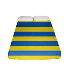 Horizontal Blue Yellow Line Fitted Sheet (full/ Double Size) by Mariart