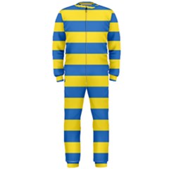 Horizontal Blue Yellow Line Onepiece Jumpsuit (men)  by Mariart