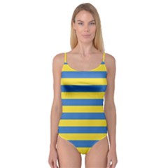 Horizontal Blue Yellow Line Camisole Leotard  by Mariart