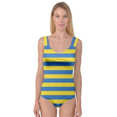 Horizontal Blue Yellow Line Princess Tank Leotard  by Mariart