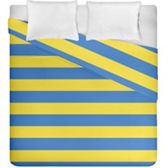 Horizontal Blue Yellow Line Duvet Cover Double Side (king Size) by Mariart