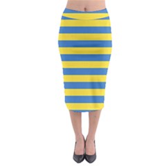 Horizontal Blue Yellow Line Midi Pencil Skirt by Mariart