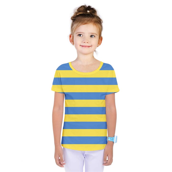 Horizontal Blue Yellow Line Kids  One Piece Tee