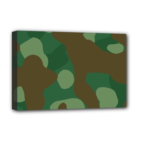 Initial Camouflage Como Green Brown Deluxe Canvas 18  X 12   by Mariart