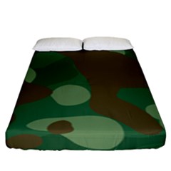 Initial Camouflage Como Green Brown Fitted Sheet (king Size) by Mariart