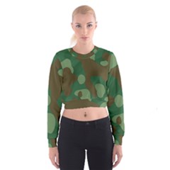 Initial Camouflage Como Green Brown Women s Cropped Sweatshirt by Mariart