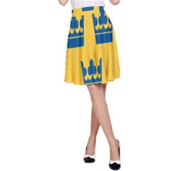 King Queen Crown Blue Yellow A-line Skirt by Mariart