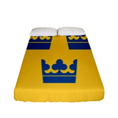 King Queen Crown Blue Yellow Fitted Sheet (full/ Double Size) by Mariart