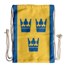 King Queen Crown Blue Yellow Drawstring Bag (large)