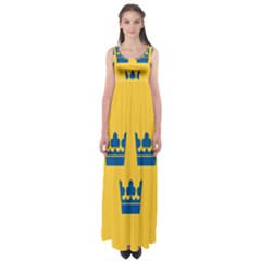 King Queen Crown Blue Yellow Empire Waist Maxi Dress by Mariart