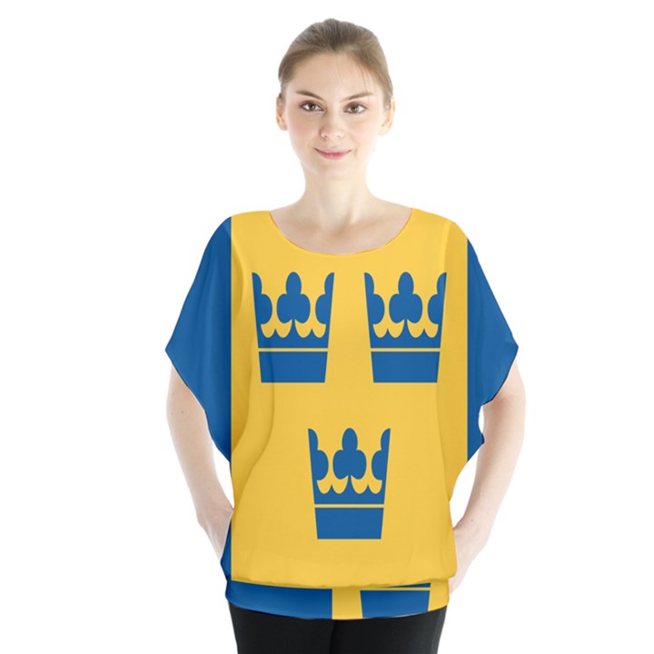 King Queen Crown Blue Yellow Blouse