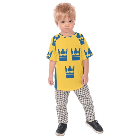 King Queen Crown Blue Yellow Kids  Raglan Tee by Mariart