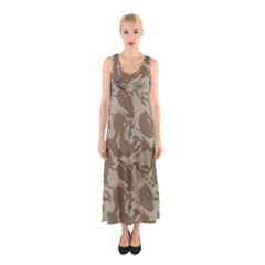 Initial Camouflage Brown Sleeveless Maxi Dress by Mariart