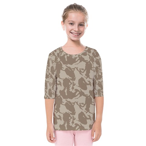 Initial Camouflage Brown Kids  Quarter Sleeve Raglan Tee by Mariart