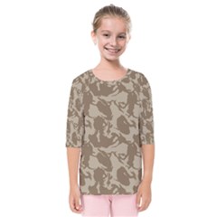 Initial Camouflage Brown Kids  Quarter Sleeve Raglan Tee