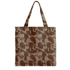 Initial Camouflage Brown Zipper Grocery Tote Bag by Mariart