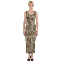 Initial Camouflage Brown Fitted Maxi Dress by Mariart