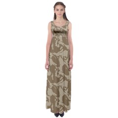 Initial Camouflage Brown Empire Waist Maxi Dress by Mariart