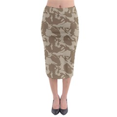 Initial Camouflage Brown Midi Pencil Skirt by Mariart