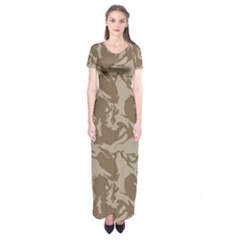 Initial Camouflage Brown Short Sleeve Maxi Dress by Mariart