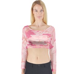 Initial Camouflage Camo Pink Long Sleeve Crop Top by Mariart