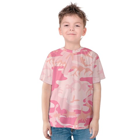 Initial Camouflage Camo Pink Kids  Cotton Tee by Mariart