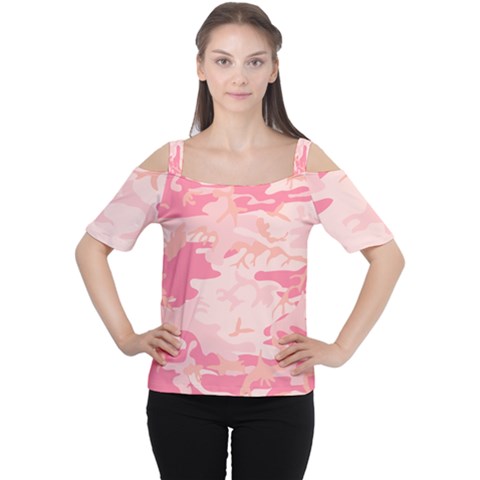 Initial Camouflage Camo Pink Women s Cutout Shoulder Tee by Mariart