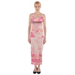 Initial Camouflage Camo Pink Fitted Maxi Dress by Mariart