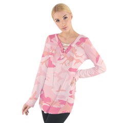 Initial Camouflage Camo Pink Women s Tie Up Tee by Mariart