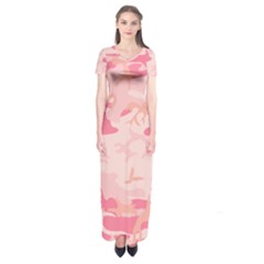 Initial Camouflage Camo Pink Short Sleeve Maxi Dress by Mariart