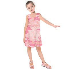 Initial Camouflage Camo Pink Kids  Sleeveless Dress by Mariart