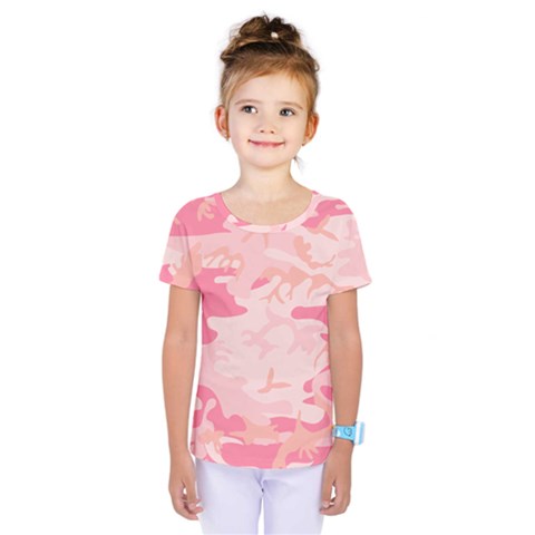 Initial Camouflage Camo Pink Kids  One Piece Tee by Mariart