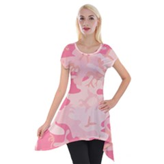 Initial Camouflage Camo Pink Short Sleeve Side Drop Tunic by Mariart