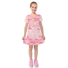 Initial Camouflage Camo Pink Kids  Short Sleeve Velvet Dress by Mariart