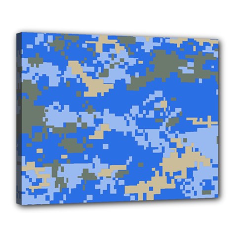 Oceanic Camouflage Blue Grey Map Canvas 20  X 16  by Mariart