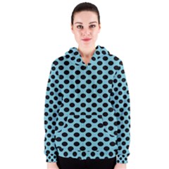 Polka Dot Blue Black Women s Zipper Hoodie by Mariart