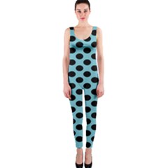 Polka Dot Blue Black Onepiece Catsuit by Mariart