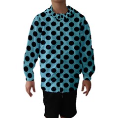 Polka Dot Blue Black Hooded Wind Breaker (kids) by Mariart