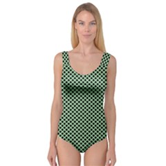 Polka Dot Green Black Princess Tank Leotard  by Mariart