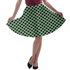 Polka Dot Green Black A-line Skater Skirt by Mariart