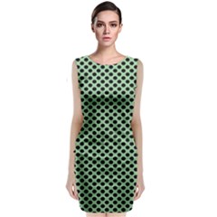 Polka Dot Green Black Sleeveless Velvet Midi Dress by Mariart