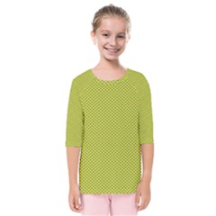 Polka Dot Green Yellow Kids  Quarter Sleeve Raglan Tee