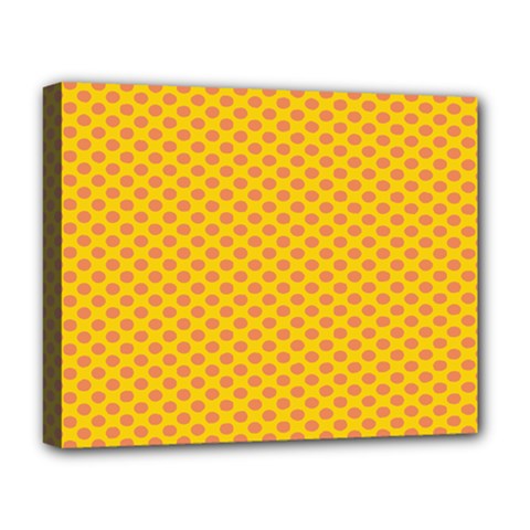 Polka Dot Orange Yellow Deluxe Canvas 20  X 16   by Mariart