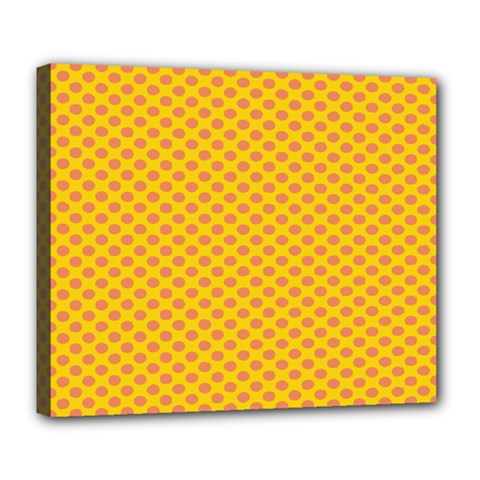 Polka Dot Orange Yellow Deluxe Canvas 24  X 20   by Mariart