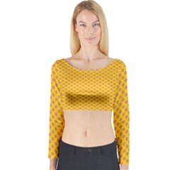 Polka Dot Orange Yellow Long Sleeve Crop Top by Mariart