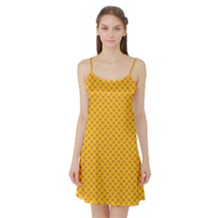 Polka Dot Orange Yellow Satin Night Slip by Mariart